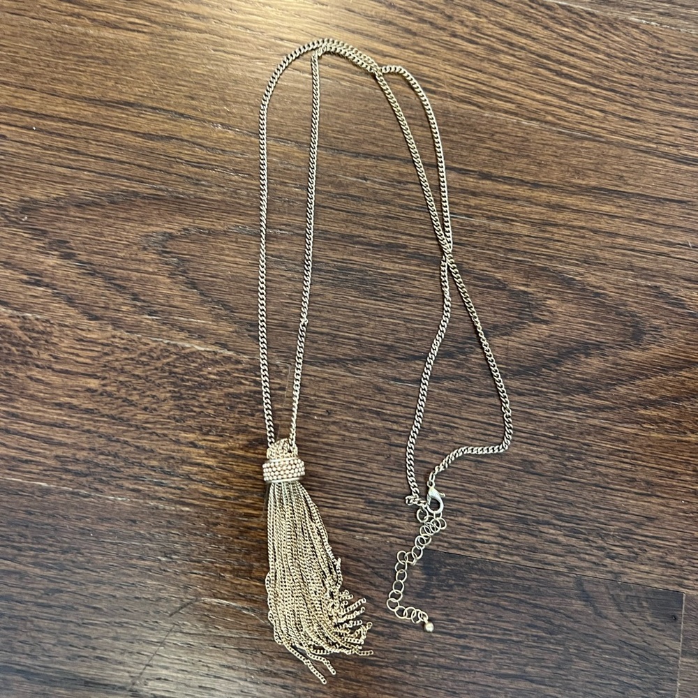 Long Gold Tassel Necklace